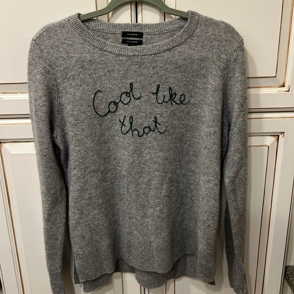 Halogen 100% Cashmere Sweater Large Heather
